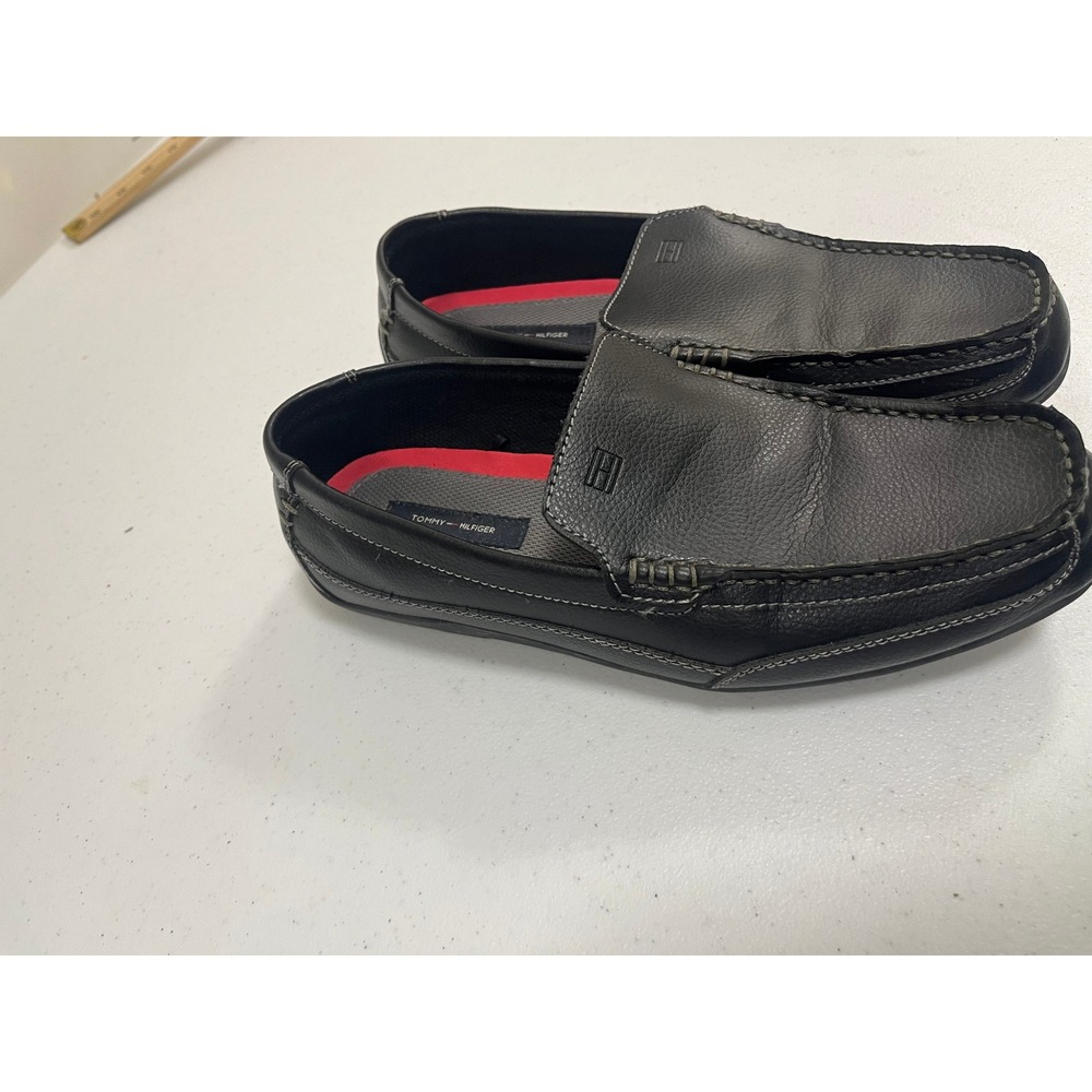 Tommy Hilfiger Mens Black Leather‎ Moc Toe Driver Shoes Loafers Size 9.5